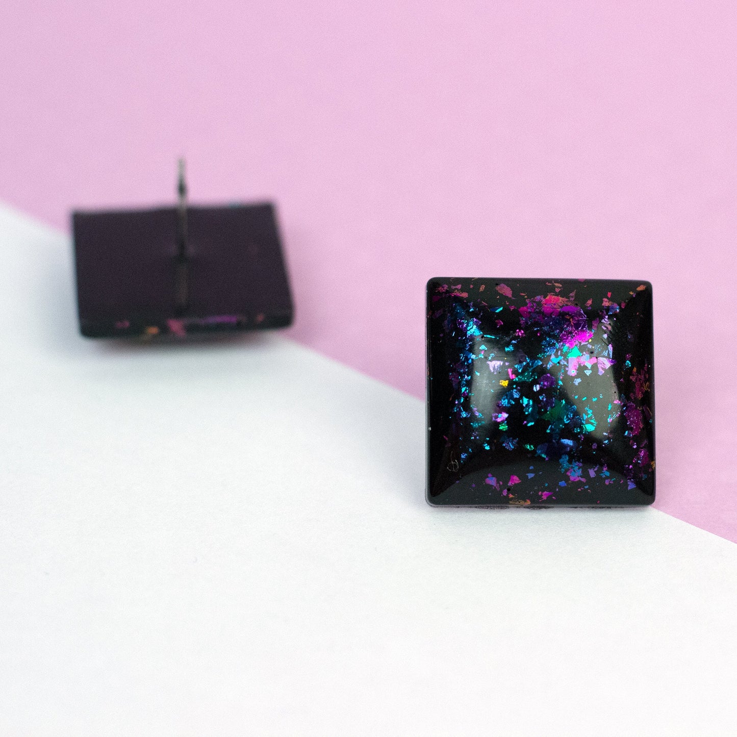 Iridescent Square Retro Earrings