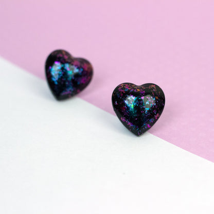 Iridescent Puffy Heart Earrings