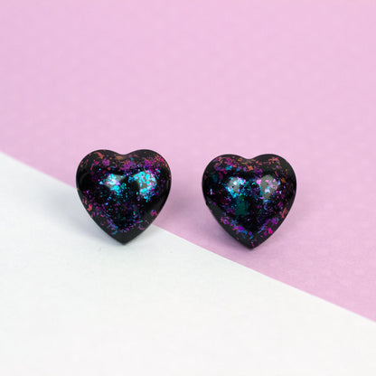 Iridescent Puffy Heart Earrings