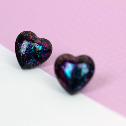 Iridescent Puffy Heart Earrings