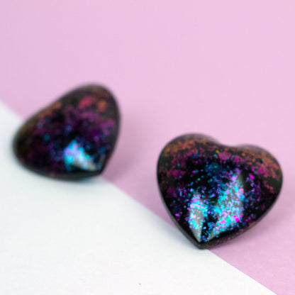 Iridescent Puffy Heart Earrings