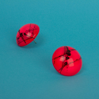 80s Neon Earrings / Pink & Black