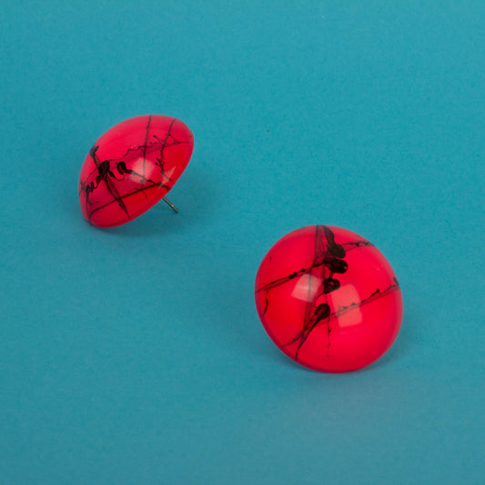 80s Neon Earrings / Pink & Black