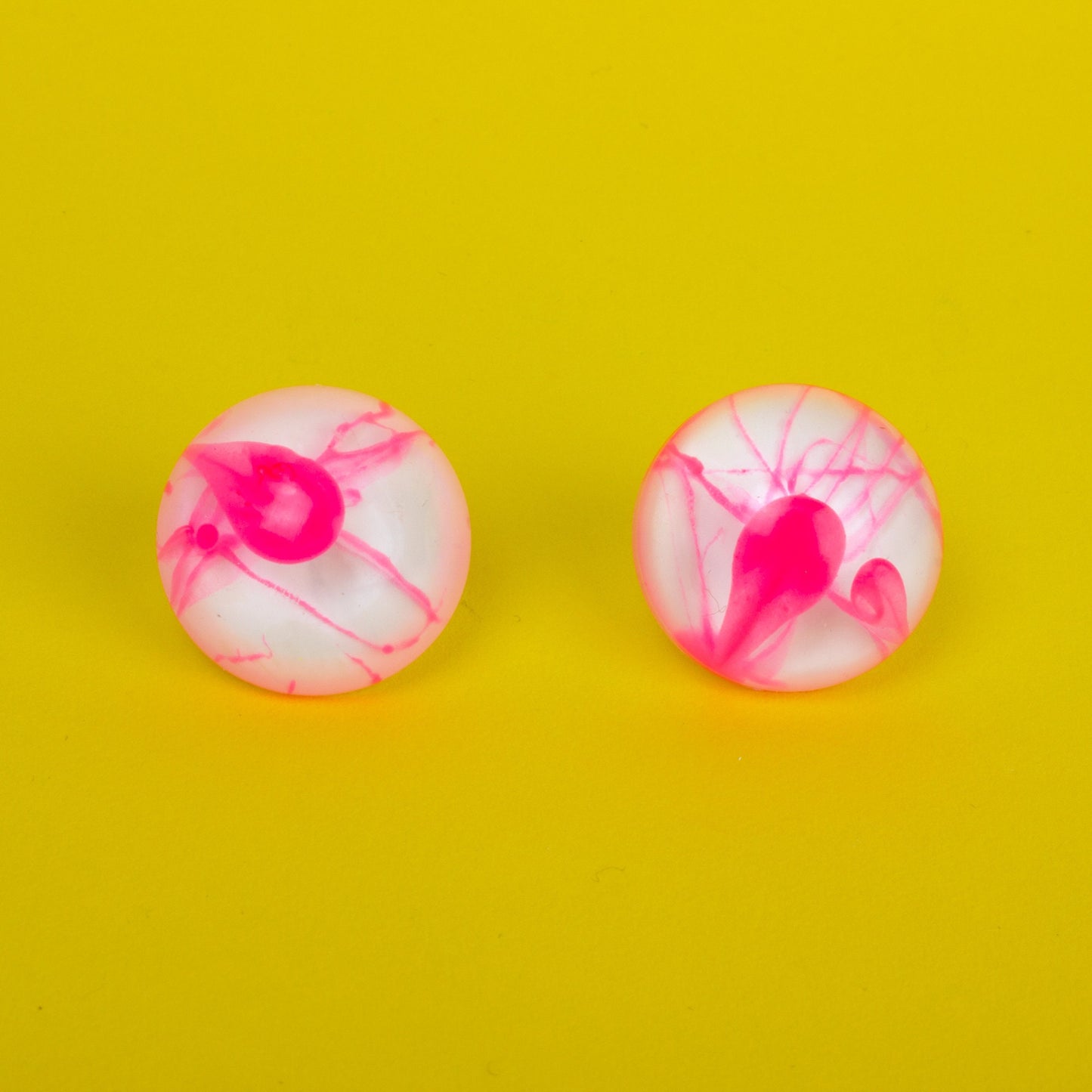 White + Pink Retro Style Stud Earrings