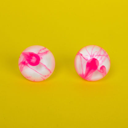 White + Pink Retro Style Stud Earrings