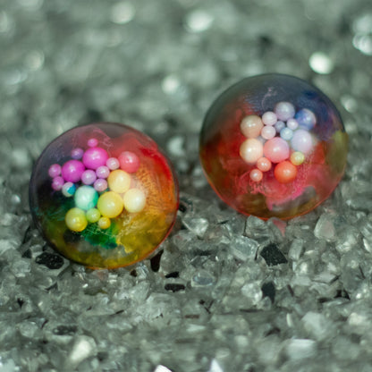 Rainbow Statement Earrings with Faux Pearls