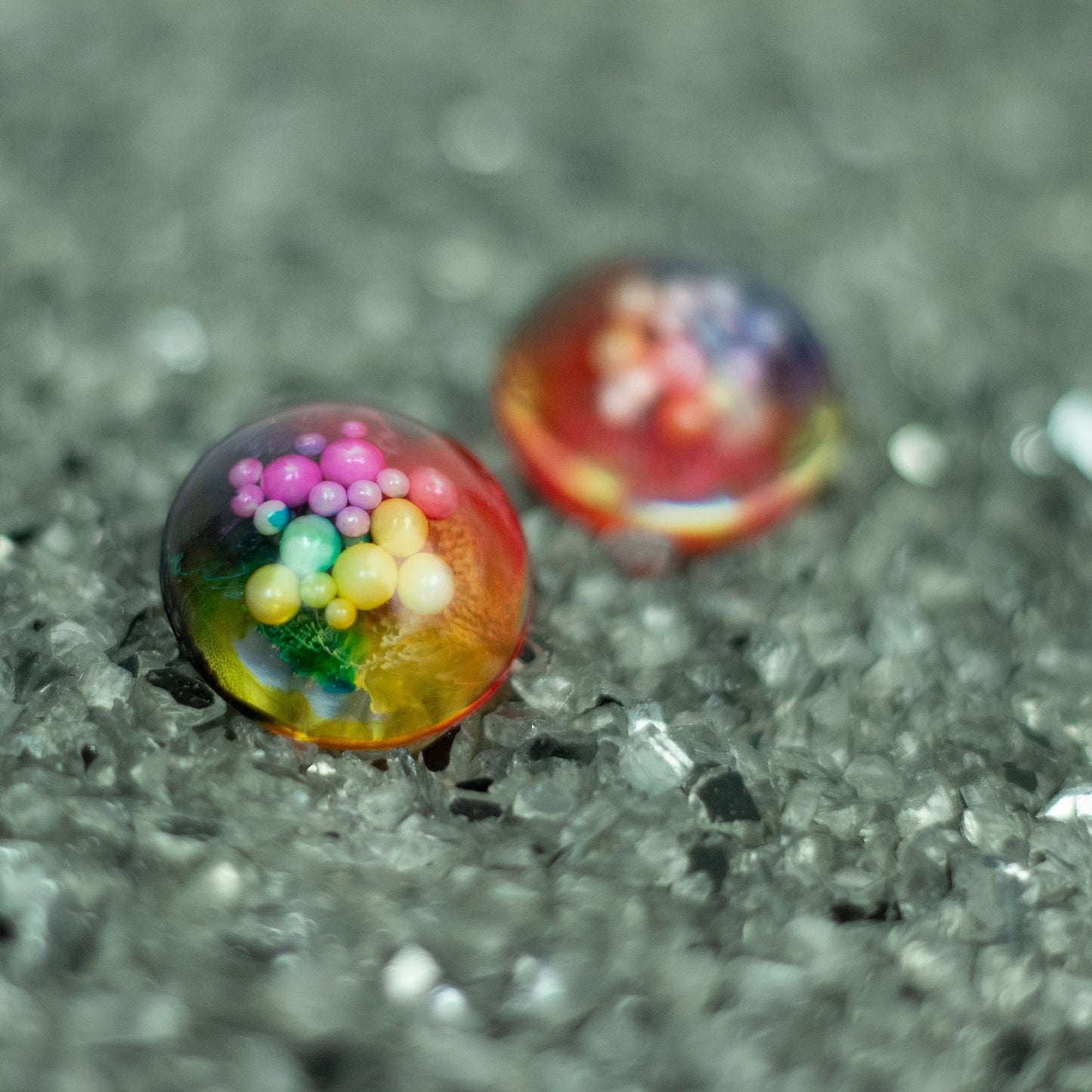 Rainbow Statement Earrings with Faux Pearls