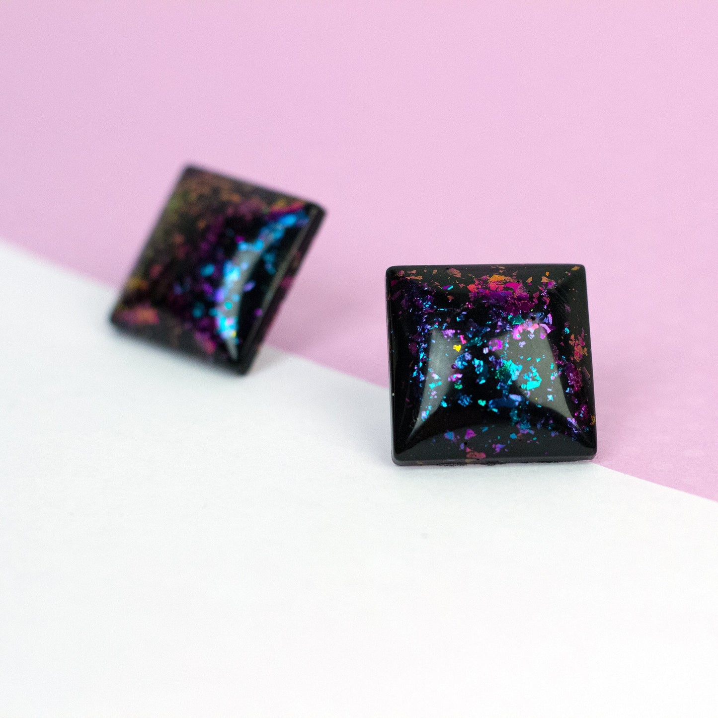 Iridescent Square Retro Earrings