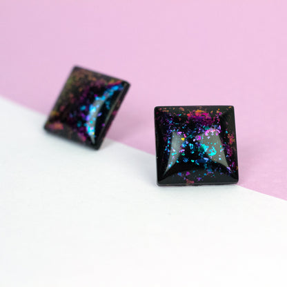 Iridescent Square Retro Earrings