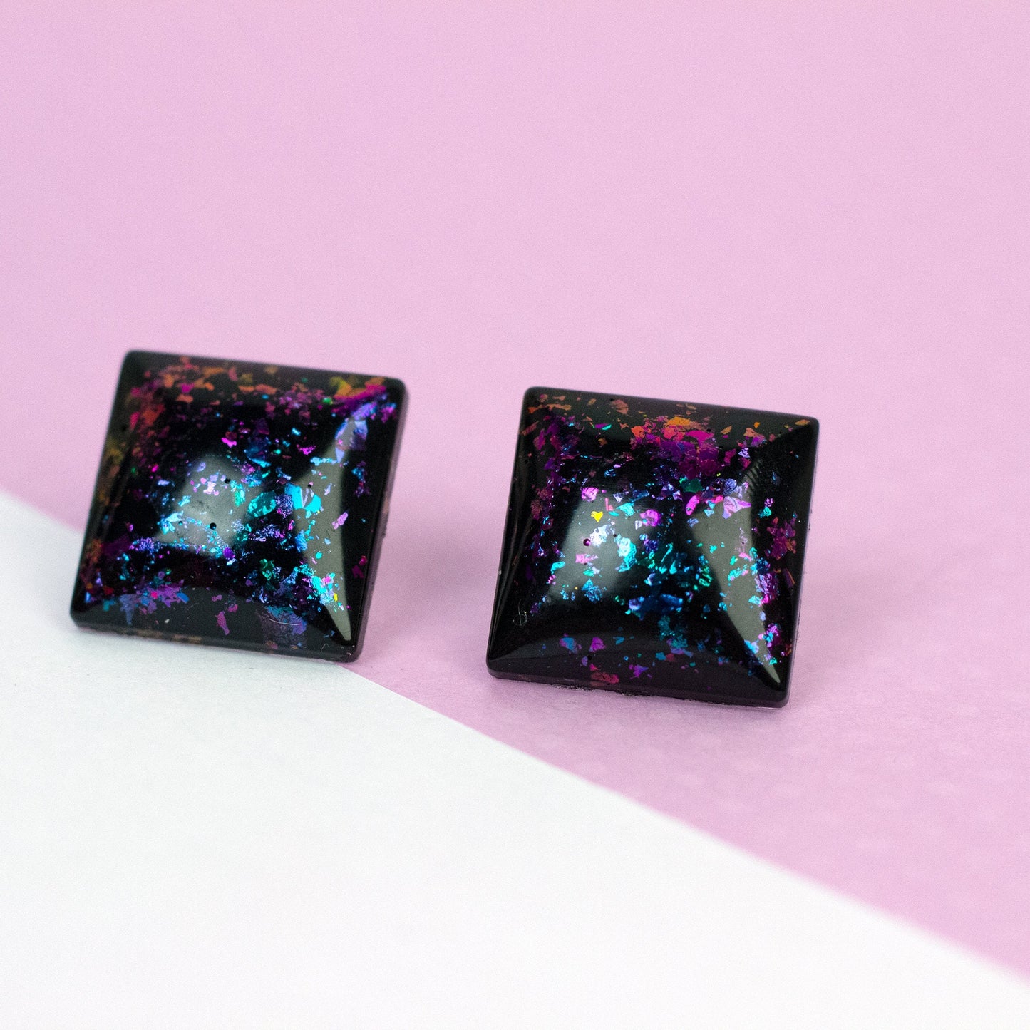 Iridescent Square Retro Earrings