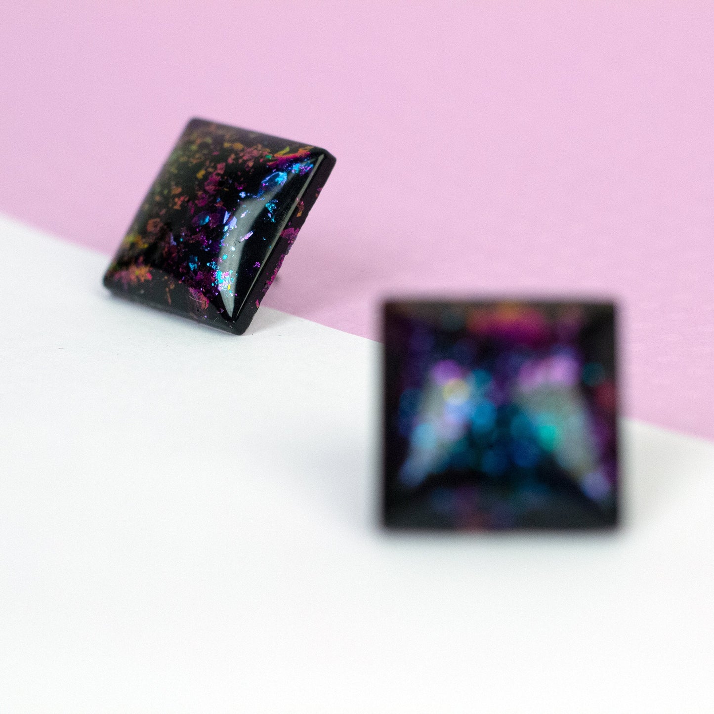 Iridescent Square Retro Earrings