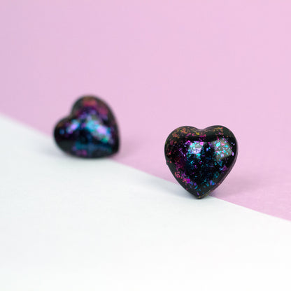 Iridescent Puffy Heart Earrings