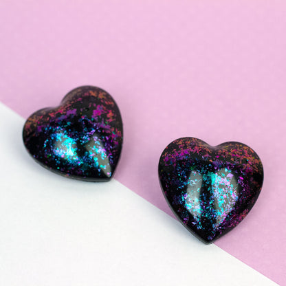 Iridescent Puffy Heart Earrings