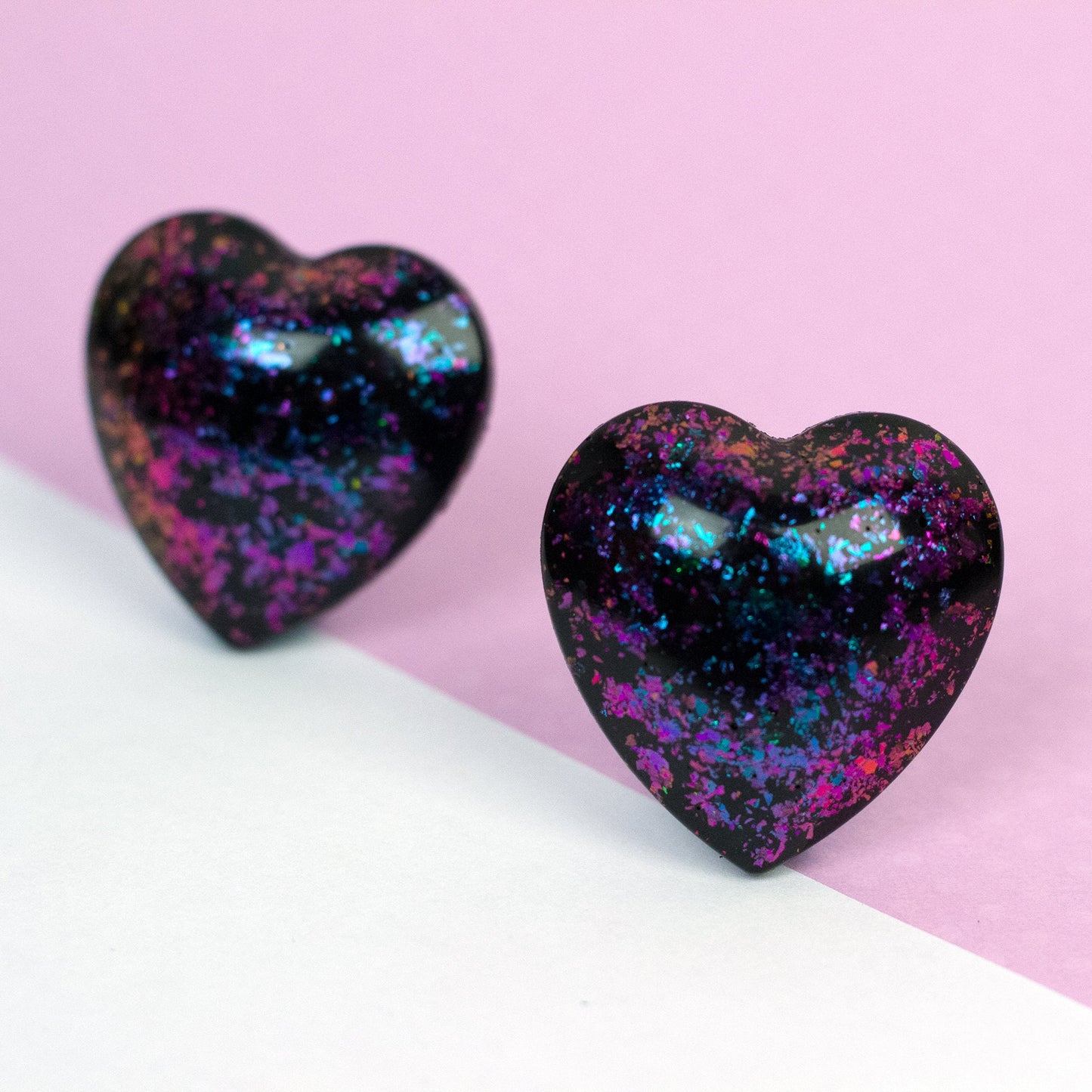 Iridescent Puffy Heart Earrings