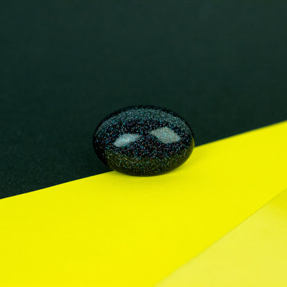 Black Hologram Glitter Oval Lapel Pin Brooch