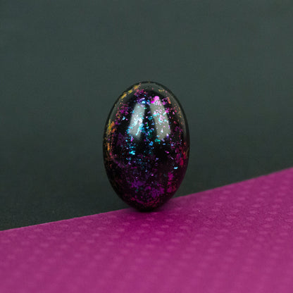 Iridescent Oval Retro Lapel Pin Brooch / Black, Purple + Blue