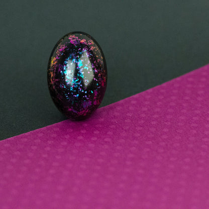 Iridescent Oval Retro Lapel Pin Brooch / Black, Purple + Blue