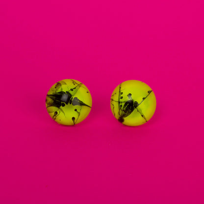 80s Neon Earrings / Yellow + Black