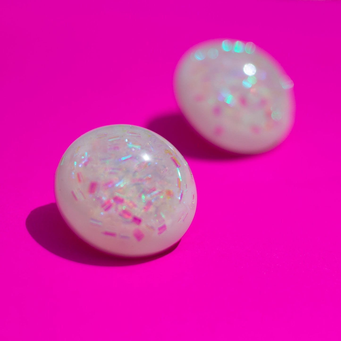 Iridescent White Bubble Earrings