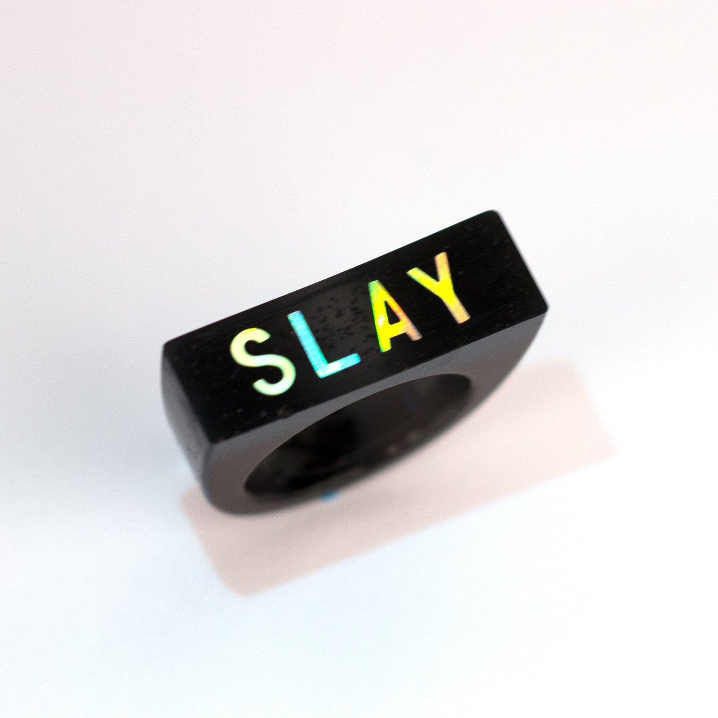 Holographic Letters SLAY Ring