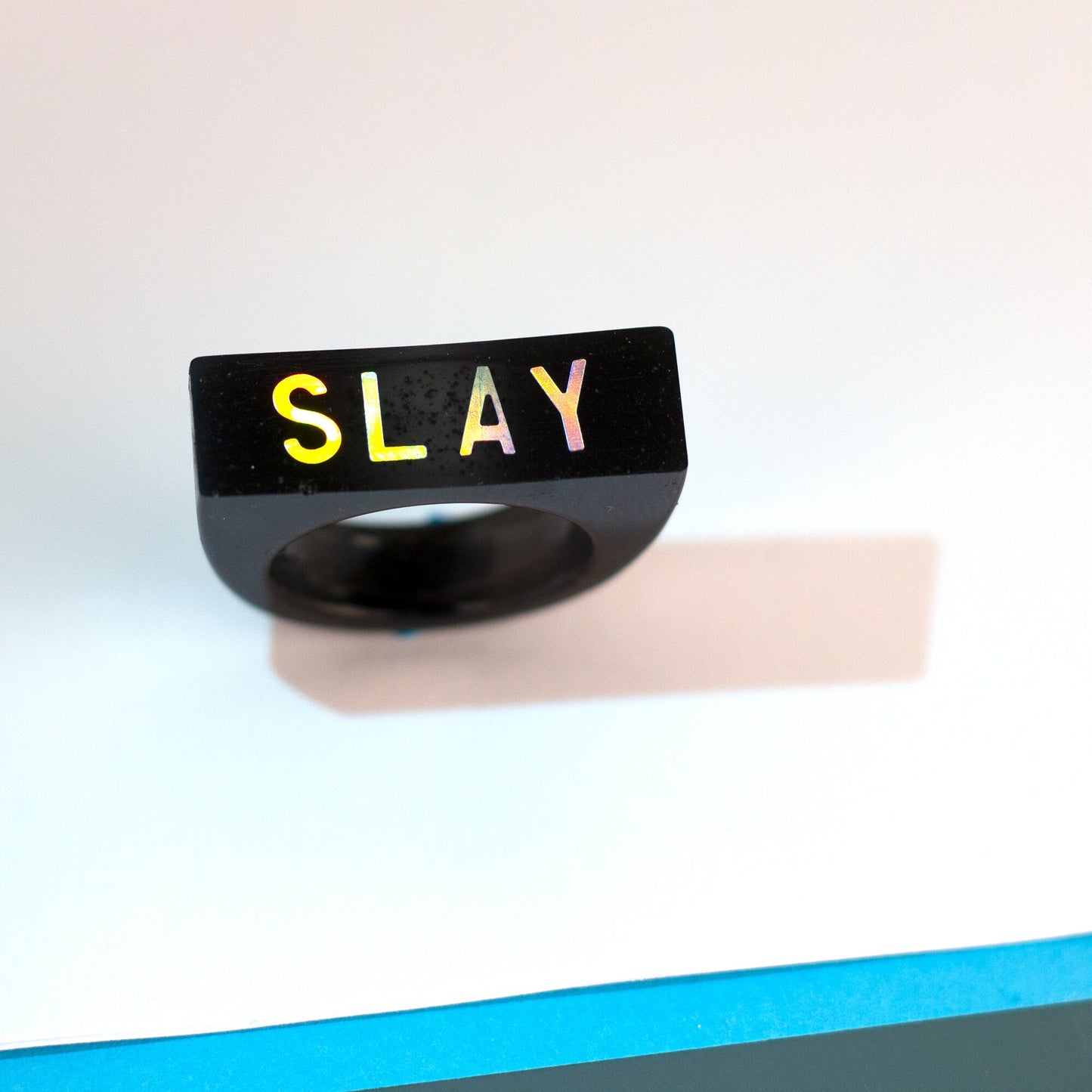 Holographic Letters SLAY Ring