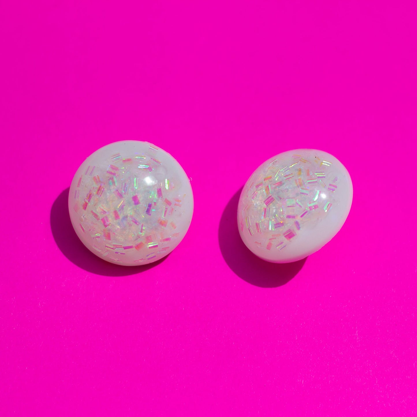 Iridescent White Bubble Earrings