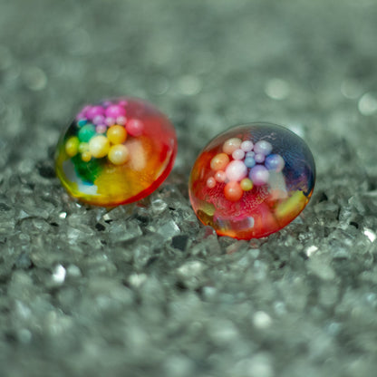 Rainbow Statement Earrings with Faux Pearls