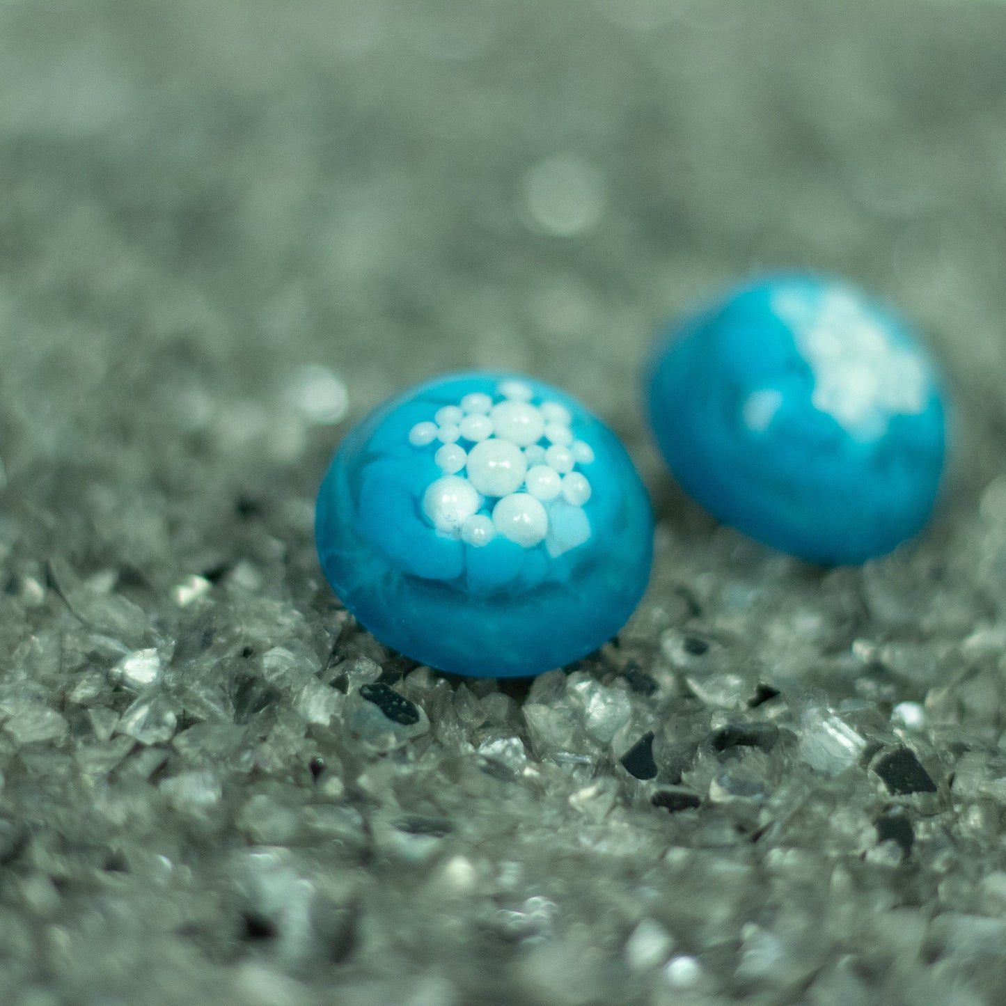 Blue Statement Earrings with Faux Pearls