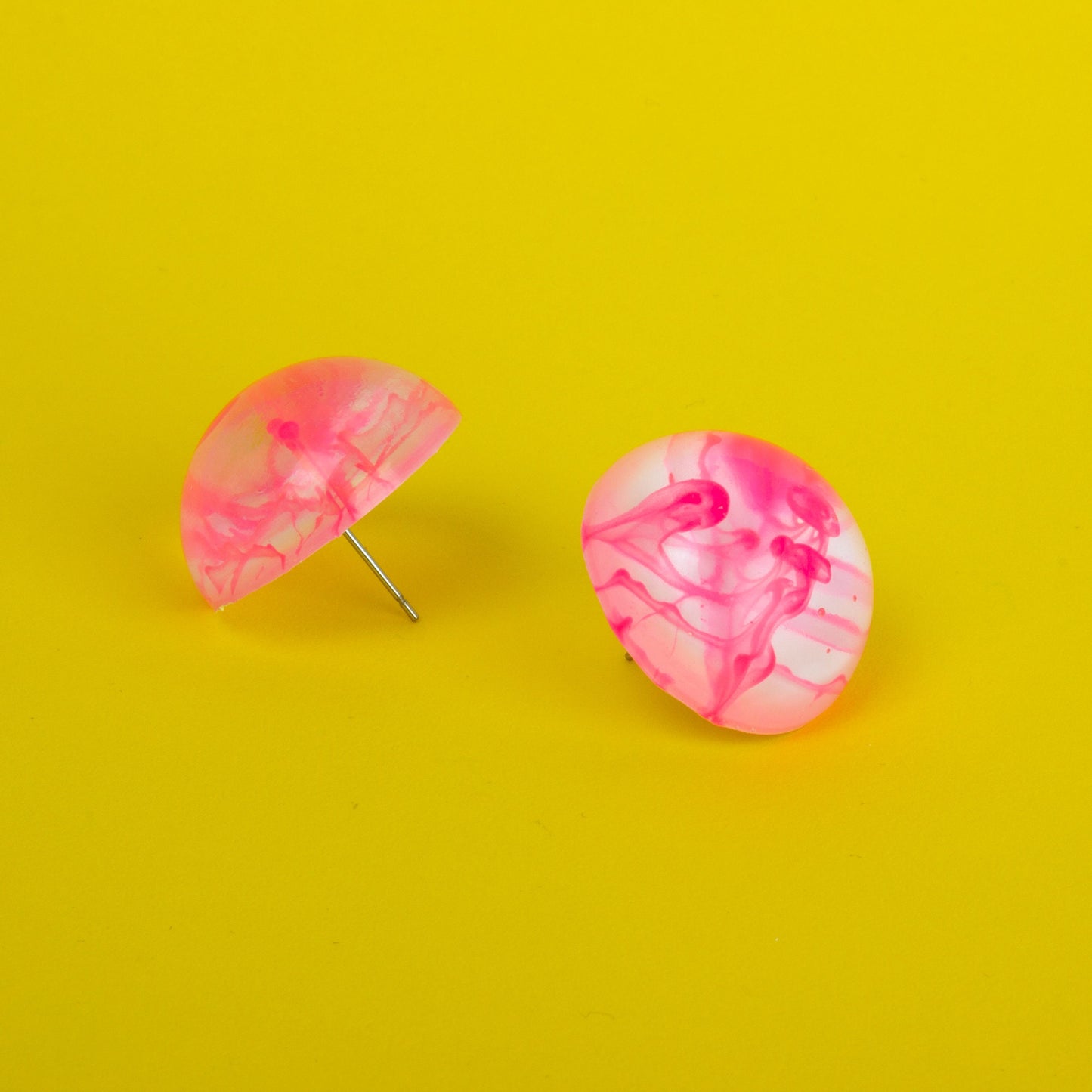 White + Pink Retro Style Stud Earrings