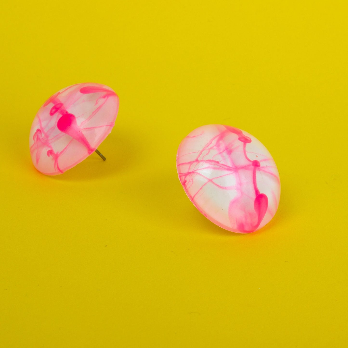 White + Pink Retro Style Stud Earrings