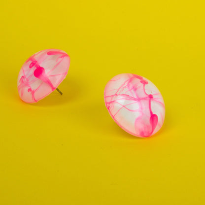 White + Pink Retro Style Stud Earrings