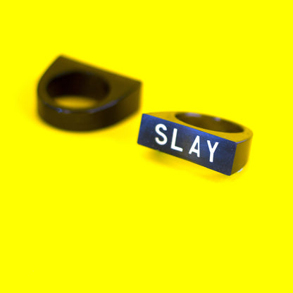 Holographic Letters SLAY Ring