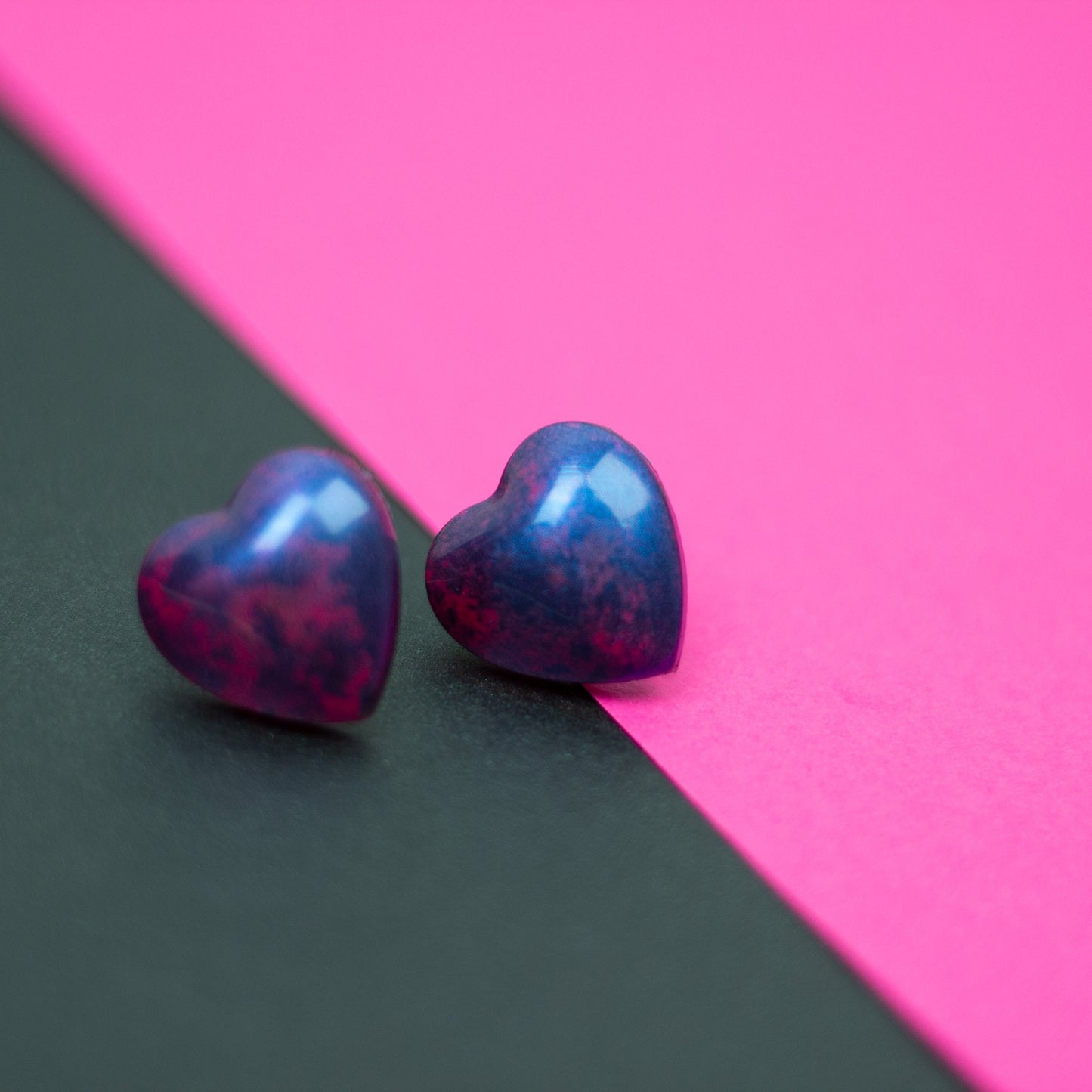 Iridescent Lustre Heart Stud Earrings