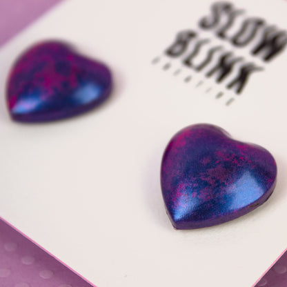 Iridescent Lustre Heart Stud Earrings