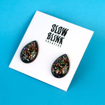 Teardrop Rainbow Earrings (1"x0.7")