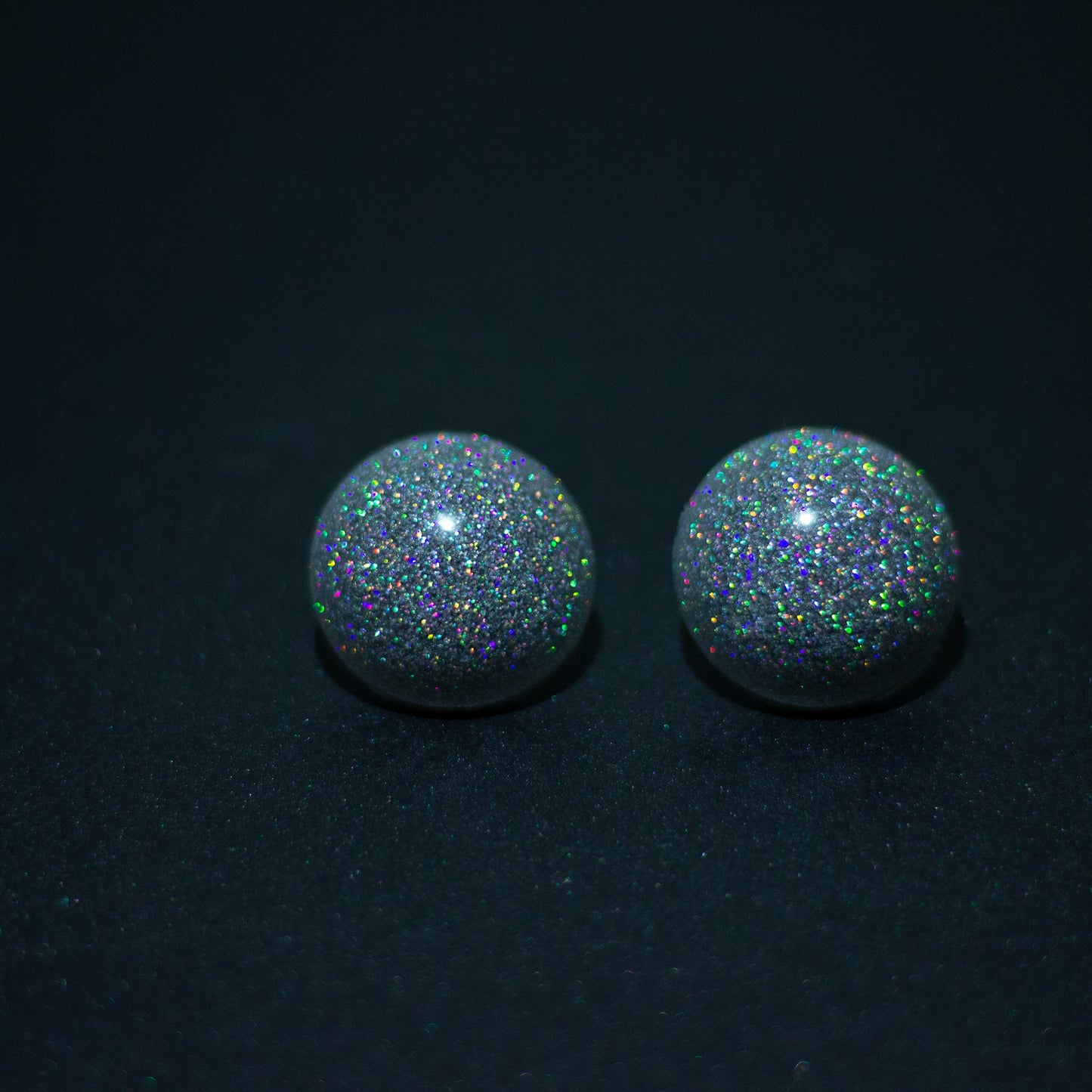 Silver Holographic Glitter Retro Earrings