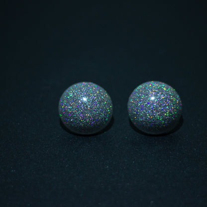 Silver Holographic Glitter Retro Earrings