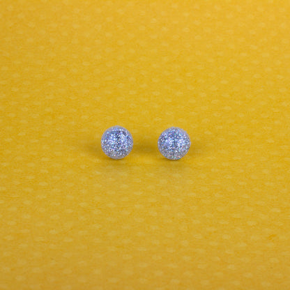 Small Round Silver Hologram Glitter Earrings