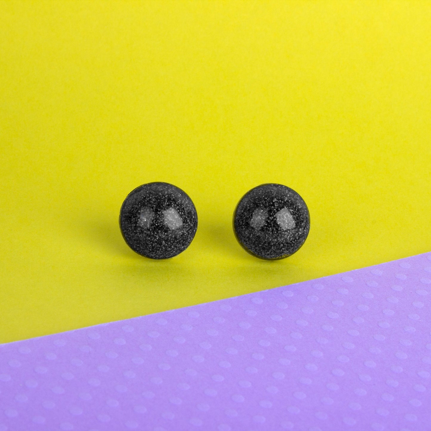 Black Holographic Glitter Retro Earrings