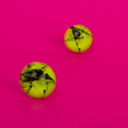 80s Neon Earrings / Yellow + Black