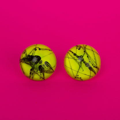 80s Neon Earrings / Yellow + Black