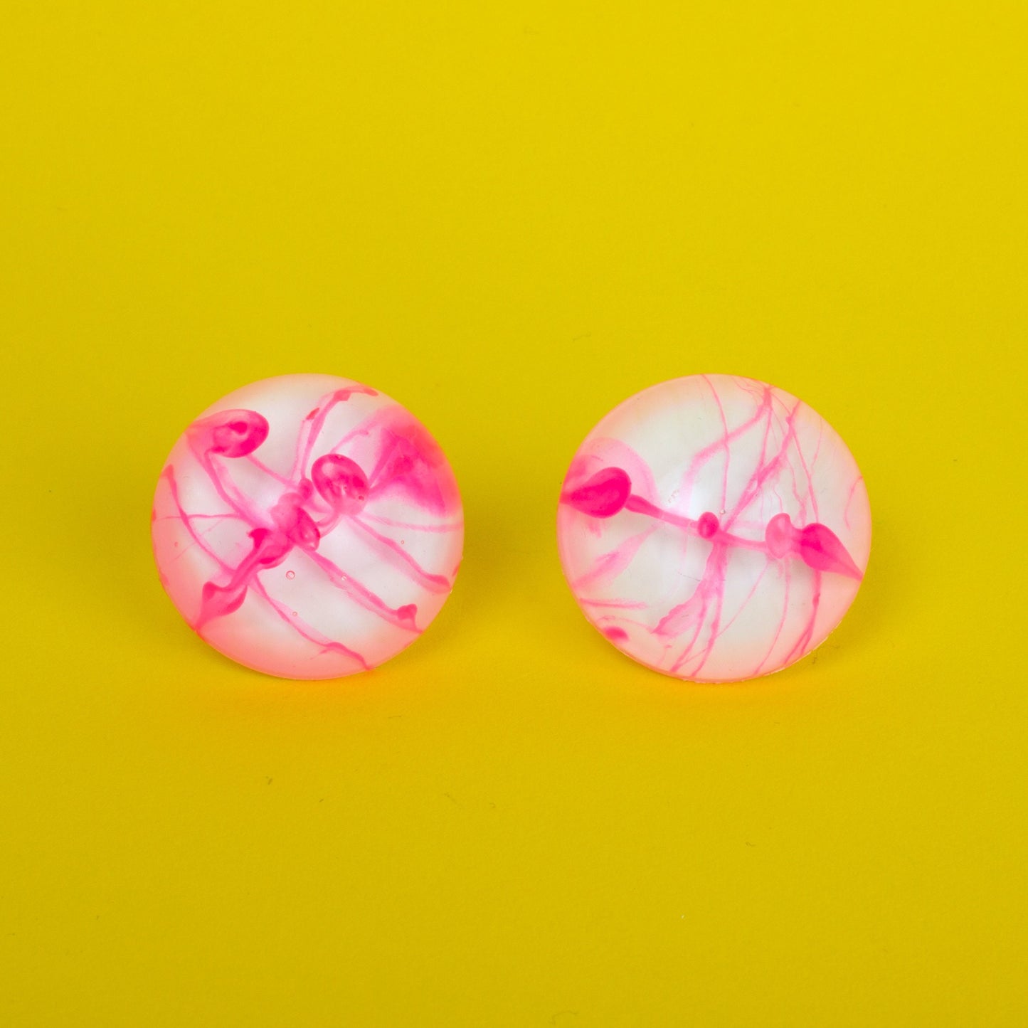 White + Pink Retro Style Stud Earrings