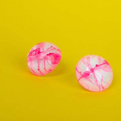 White + Pink Retro Style Stud Earrings