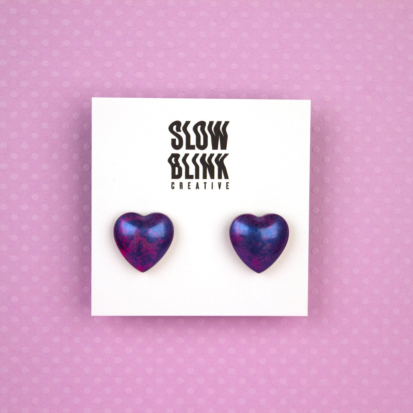 Iridescent Lustre Heart Stud Earrings