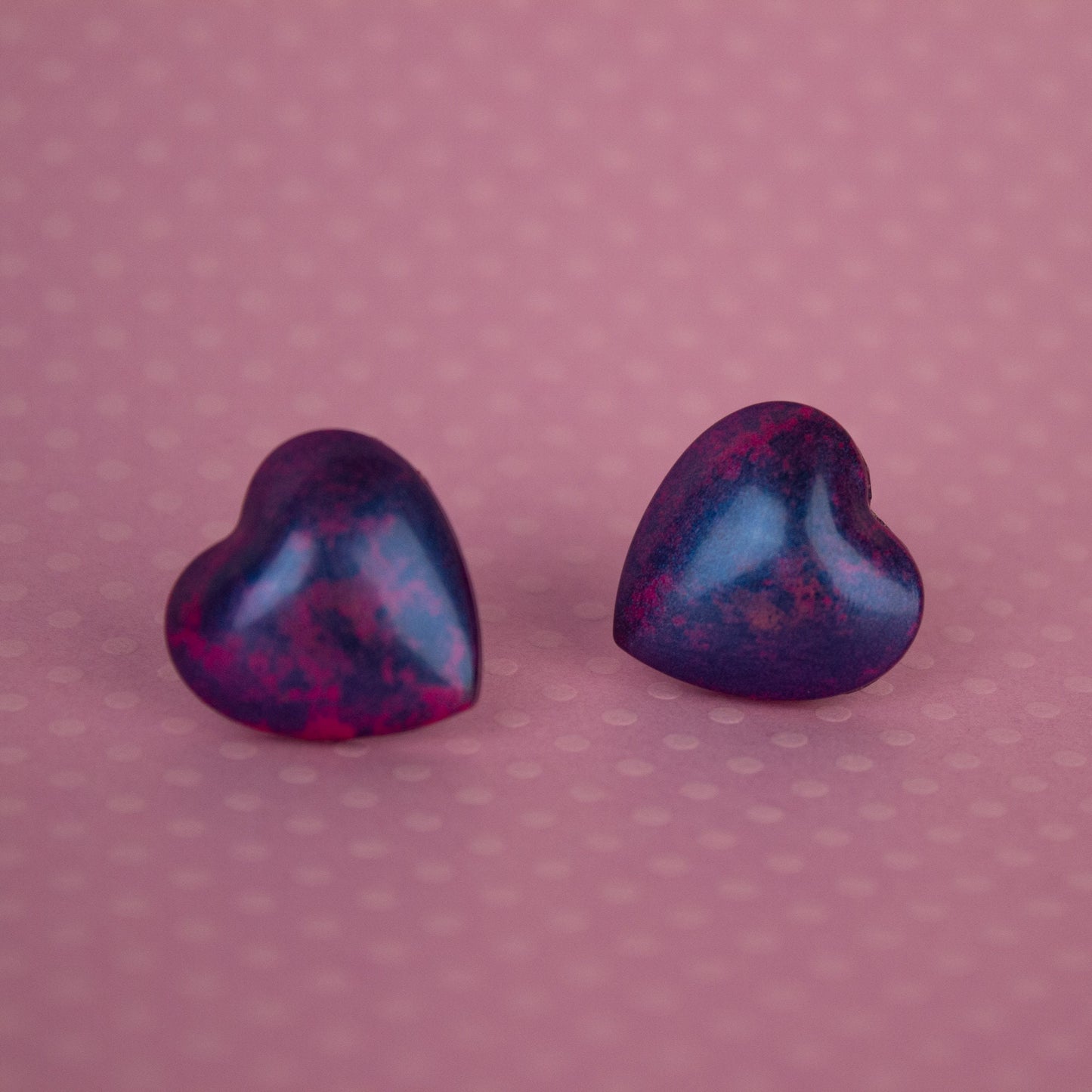 Iridescent Lustre Heart Stud Earrings