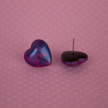 Iridescent Lustre Heart Stud Earrings