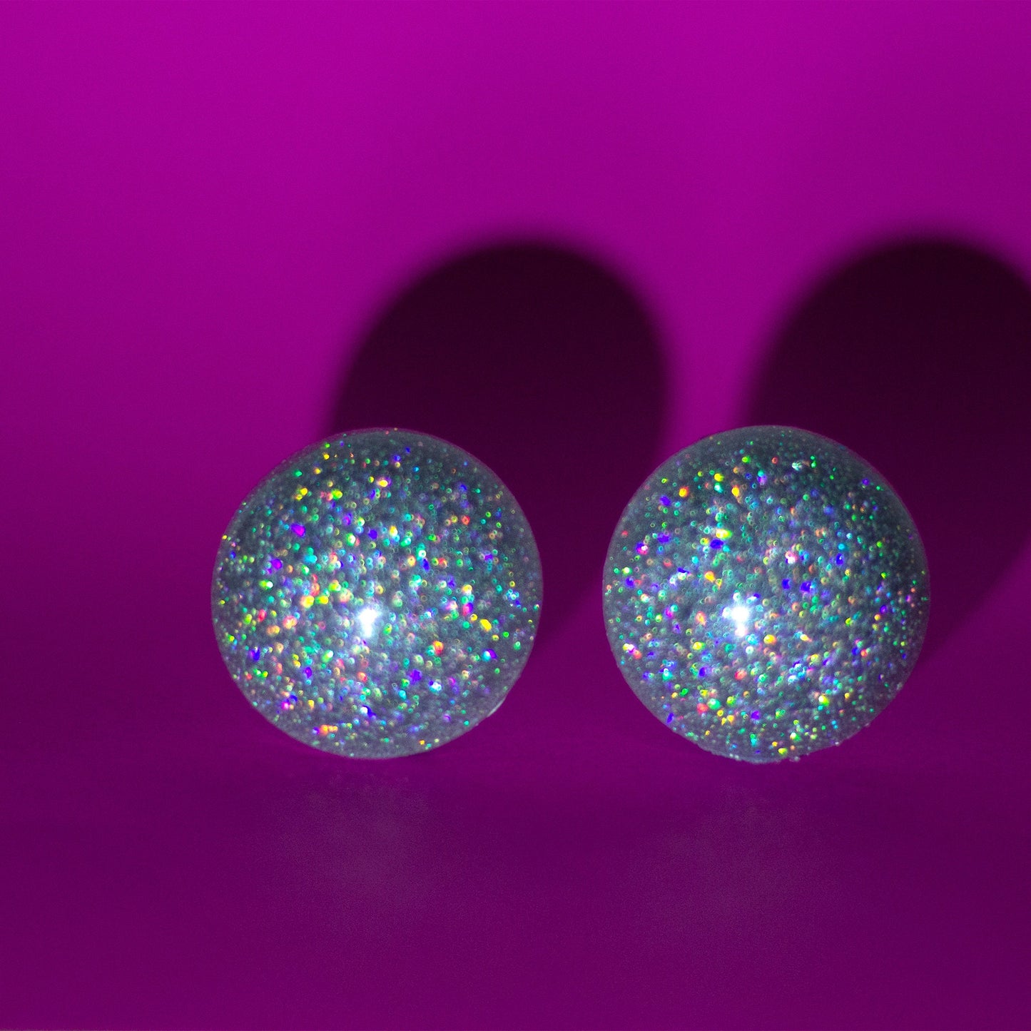 Silver Holographic Glitter Retro Earrings