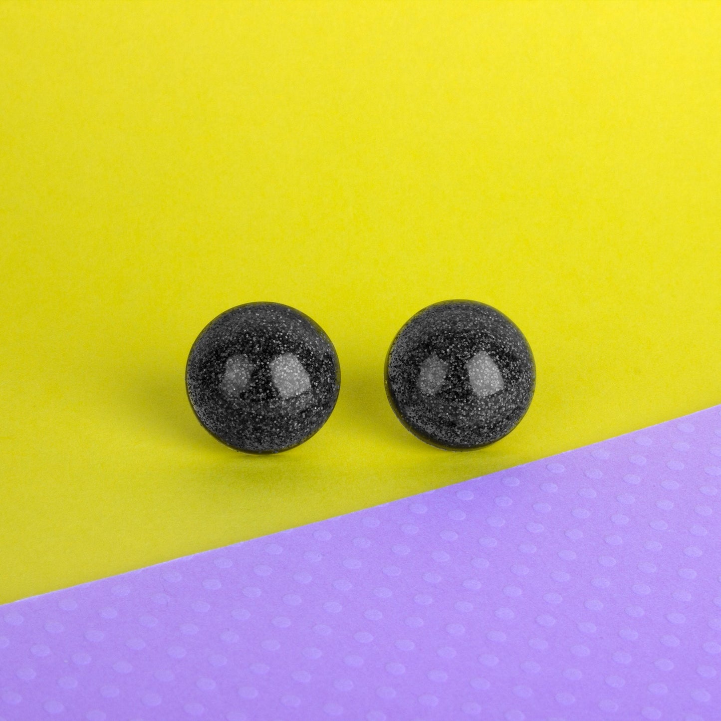 Black Holographic Glitter Retro Earrings