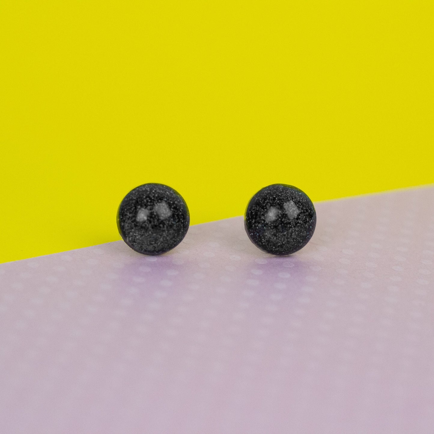 Black Holographic Glitter Retro Earrings