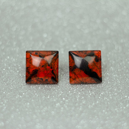 Orange + Black Square Grunge Earrings